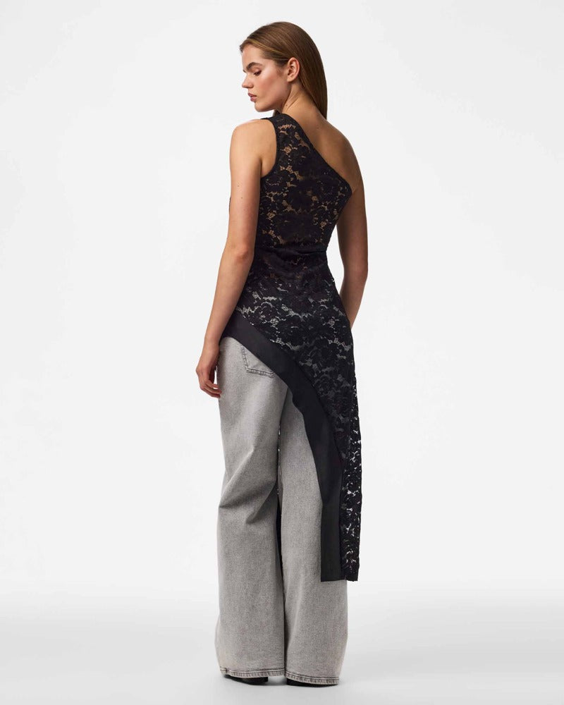 PCLOLA ASYMMETRIC LACE TOP