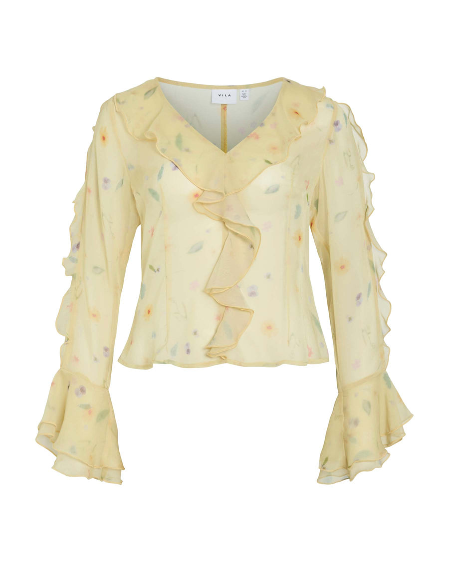 VIEMMY V-NECK FRILL TOP