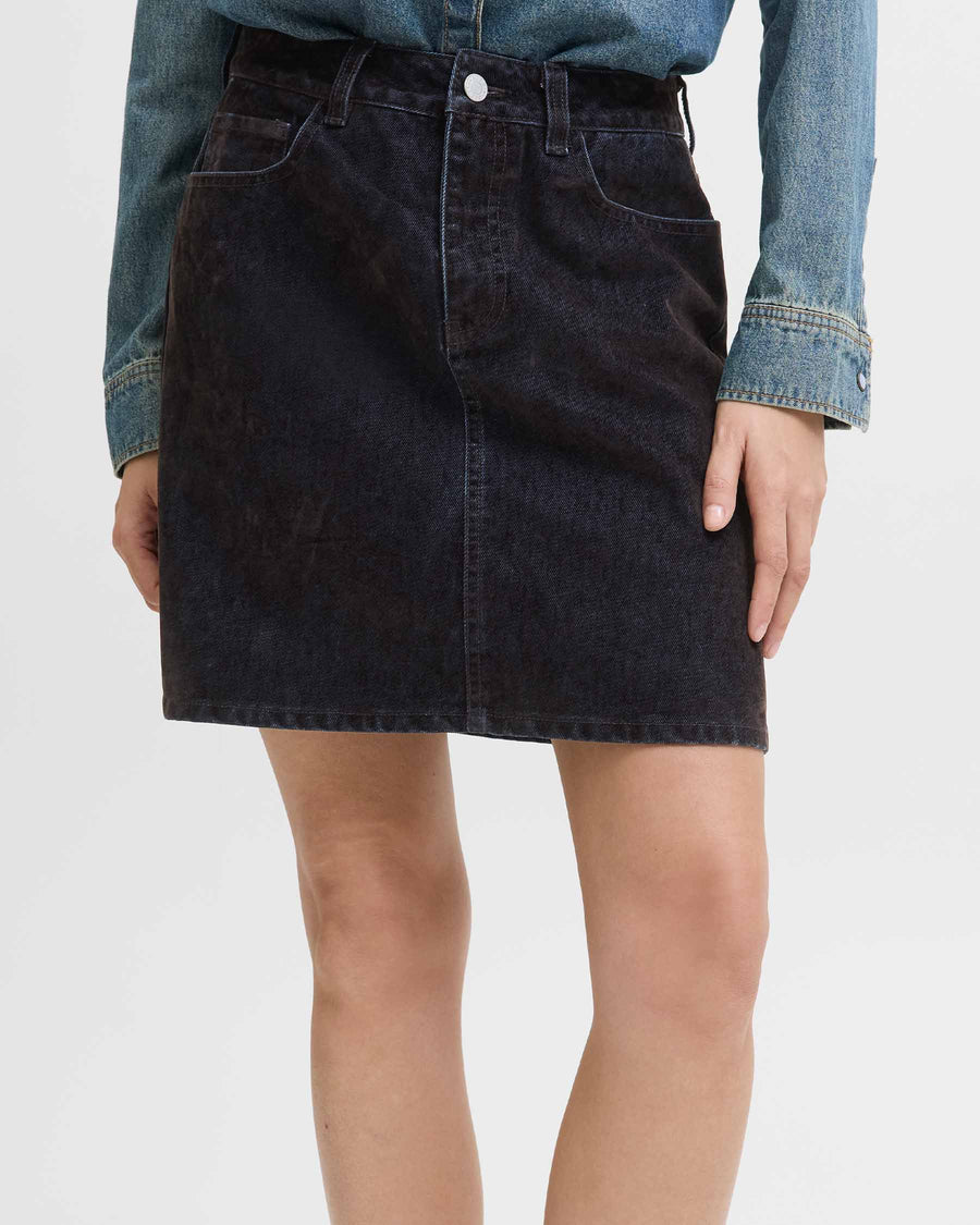 JXMIA FLOCK SHORT DENIM SKIRT
