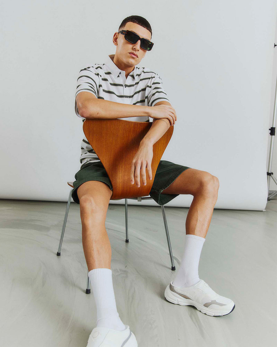 Striped polo ss tee
