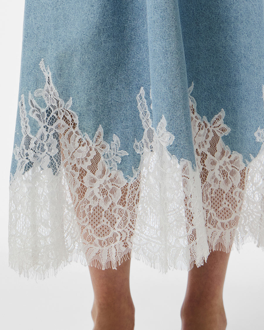 PCFENI LACE DENIM MIDI DRESS