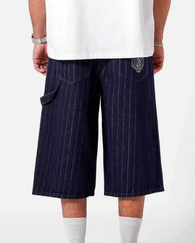 STRIPED DENIM BAGGY SHORTThumbnail