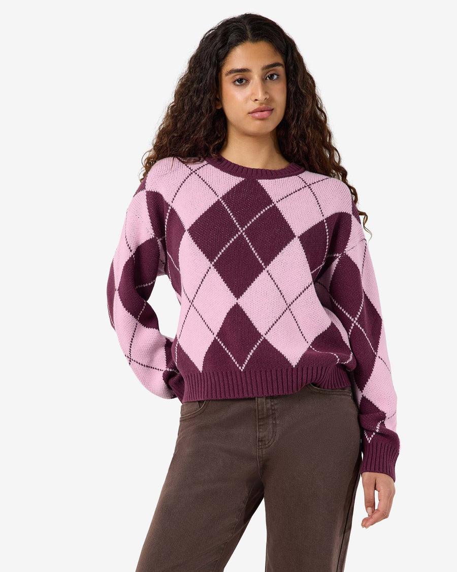 NMACY L/S O-NECK ARGYLE KNIT