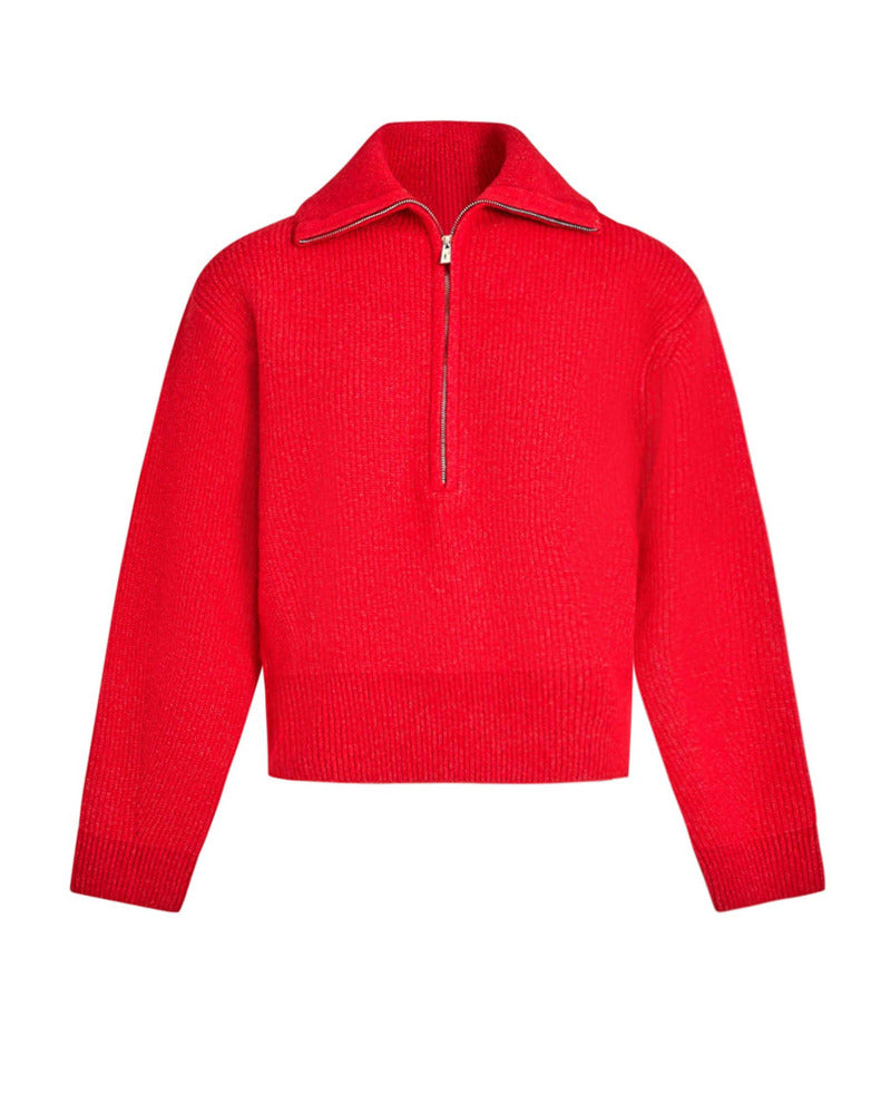 Anna Solid Zip Blouse