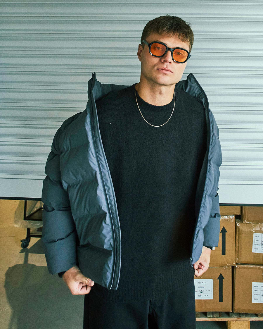 Coated puffer jacket