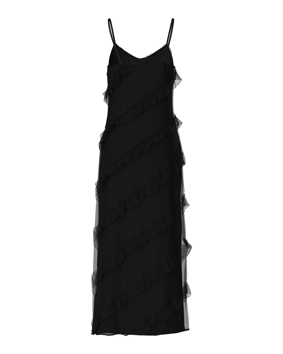 PCTWIRL FRILL MAXI STRAP DRESS