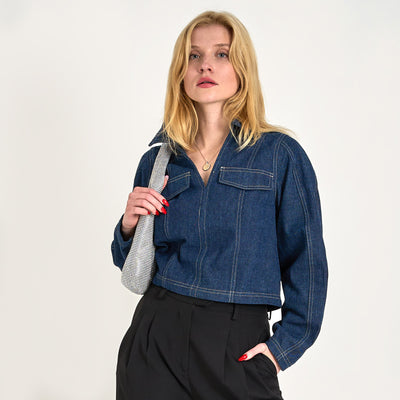 Pcfabia ls v-neck denim topThumbnail