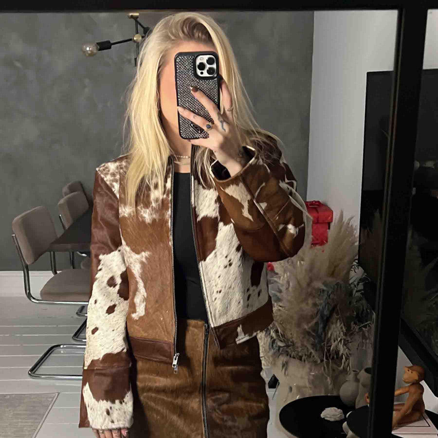 Jxhannah cow leather skirt