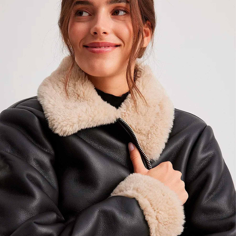 Pu teddy short jacket