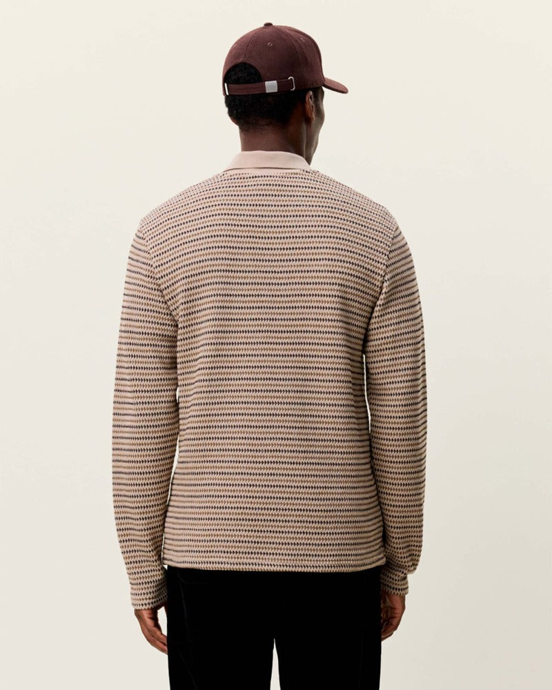 Knitted Stripe LS Polo