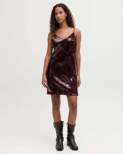 JXSIA SEQUIN SL V-NECK DRESSThumbnail 
