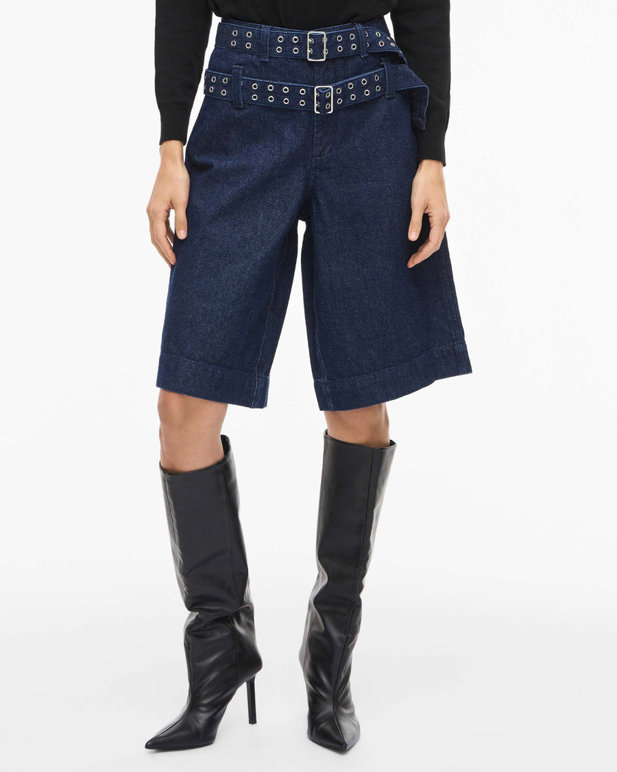 VIADONA BELTED DENIM SHORTS