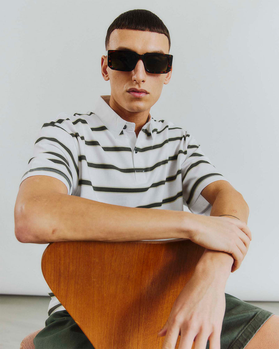 Striped polo ss tee