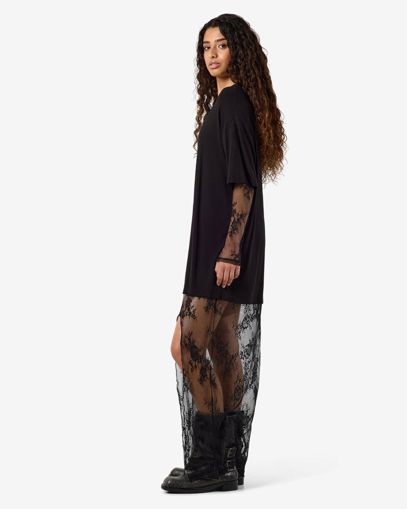 NMTIKA L/S LACE INSERT DRESS