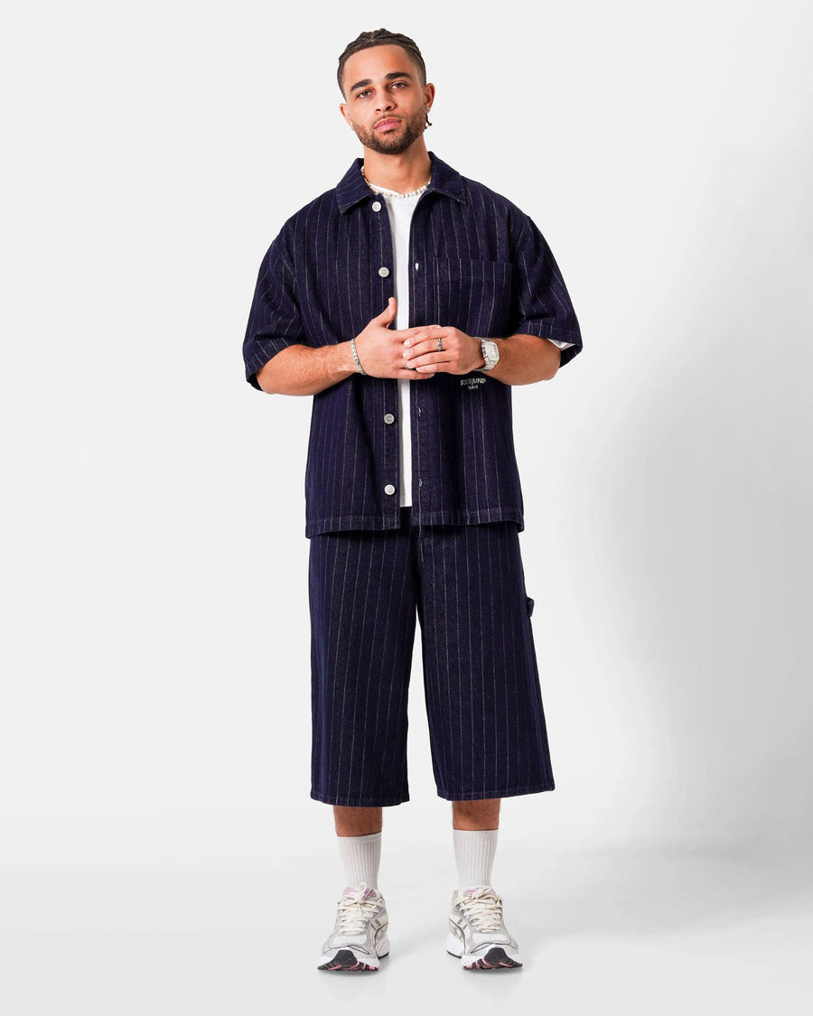 STRIPED DENIM BAGGY SHIRT