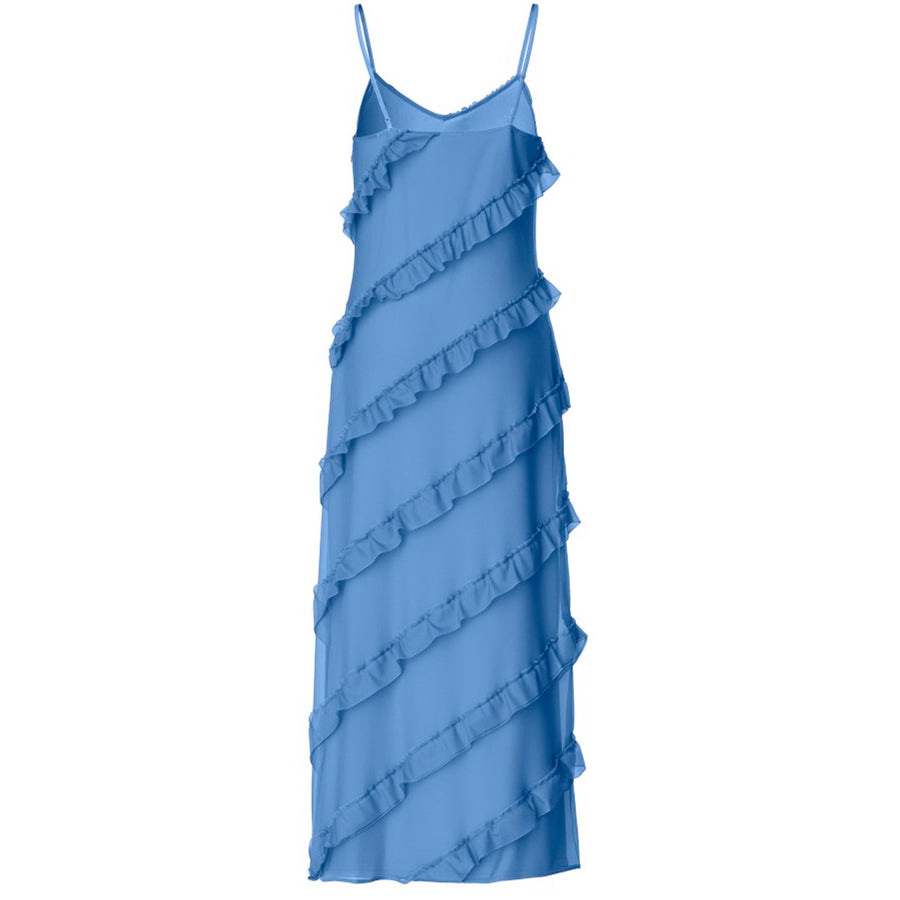 PCTWIRL FRILL MAXI STRAP DRESS