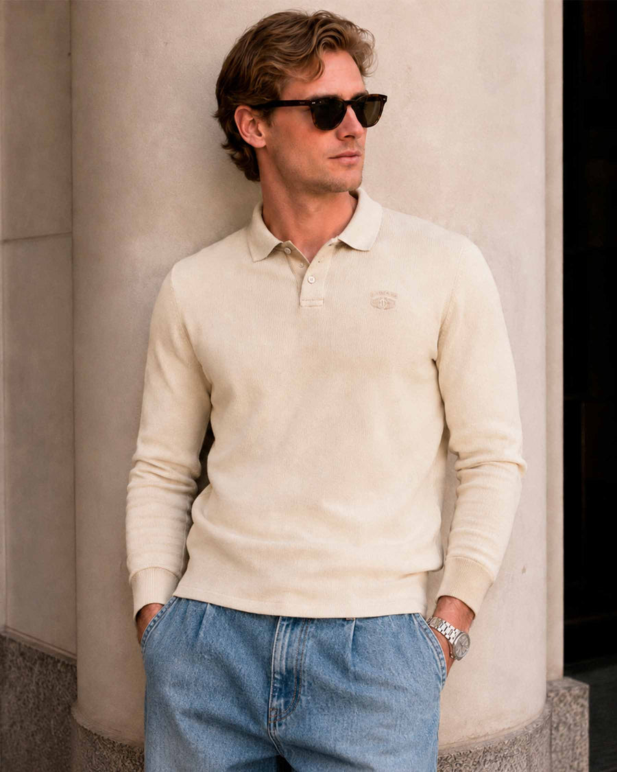 Lamine Waffle Ls Polo