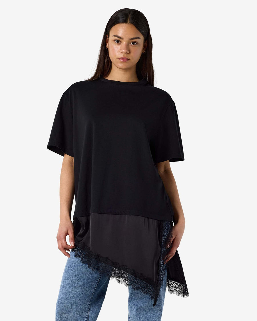 NMFILLA OVERSIZE SATIN LACE TEE