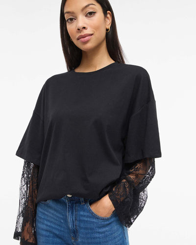 VIABIA LACE SLEEVE T-SHIRTThumbnail 