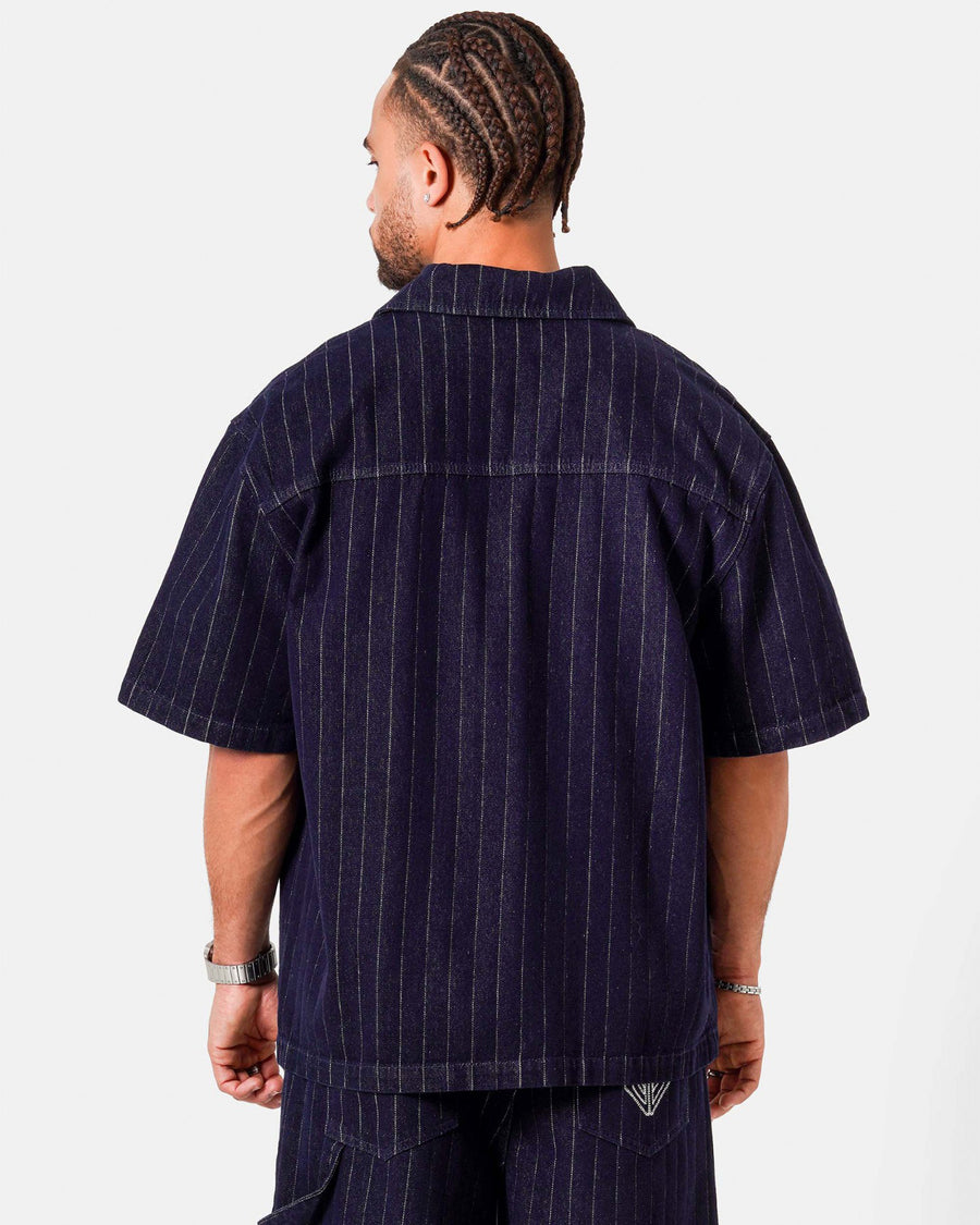 STRIPED DENIM BAGGY SHIRT