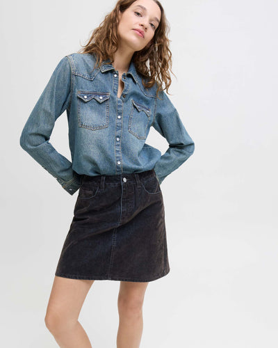 JXMIA FLOCK SHORT DENIM SKIRTThumbnail 
