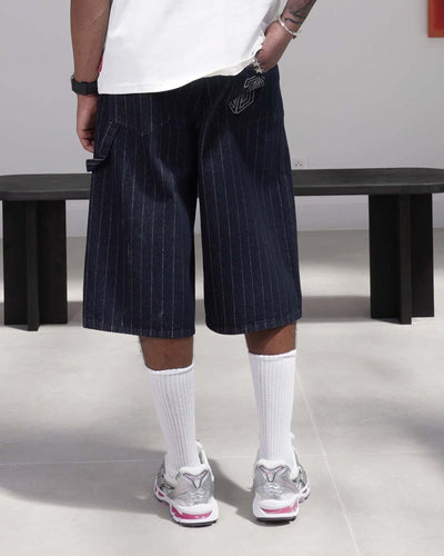 STRIPED DENIM BAGGY SHORTThumbnail 
