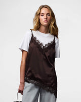 PCNOMI STRAP SATIN LACE TOP