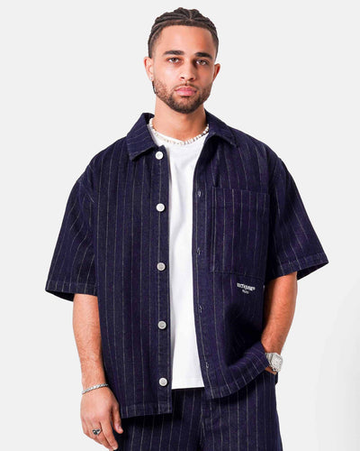 STRIPED DENIM BAGGY SHIRTThumbnail 