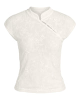 NMPRIMA S/S FLOCK MANDARIN TOP