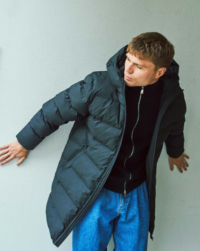 Coated long puffer jacketThumbnail 
