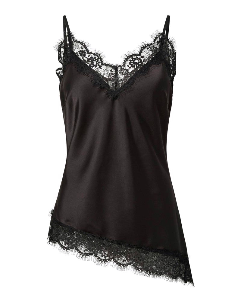 PCNOMI STRAP SATIN LACE TOP