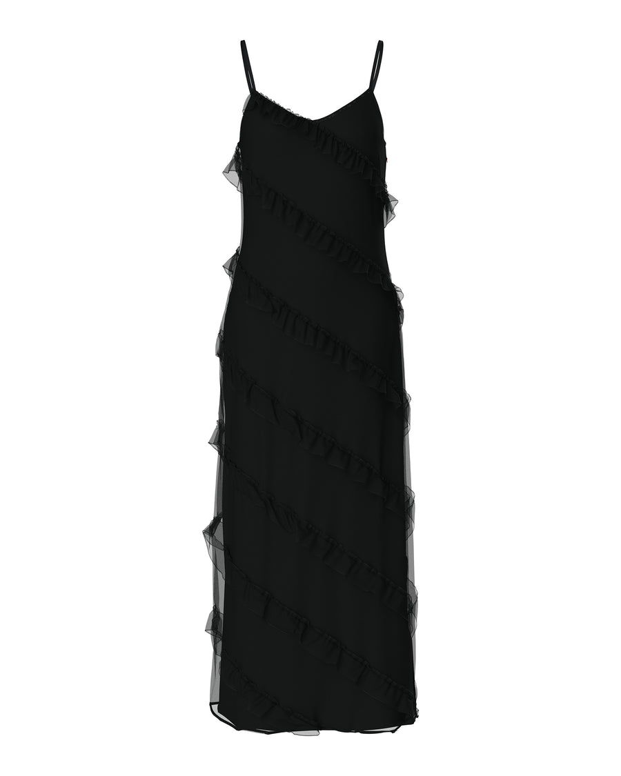 PCTWIRL FRILL MAXI STRAP DRESS