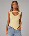 OBJLINA S/L CUT OUT O-NECK TOP