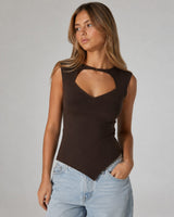 OBJLINA S/L CUT OUT O-NECK TOP