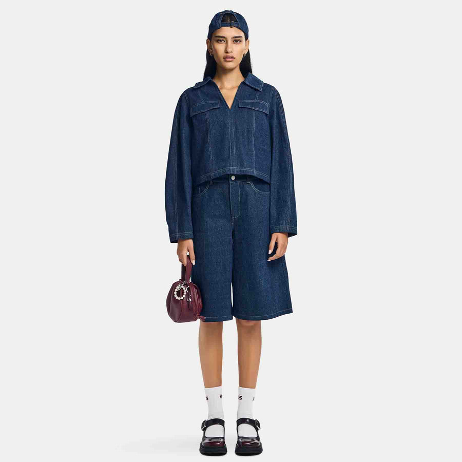 Pcfabia ls v-neck denim top
