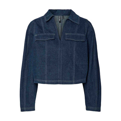 Pcfabia ls v-neck denim topThumbnail 