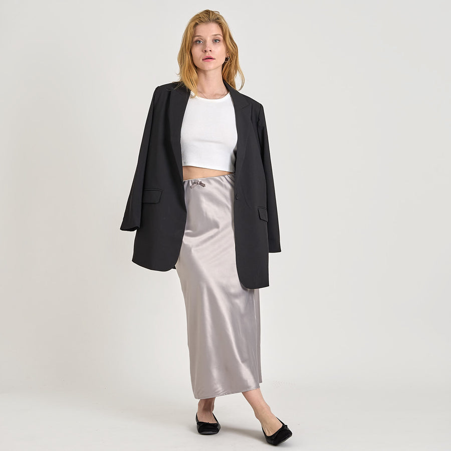 Pursarah bow satin skirt