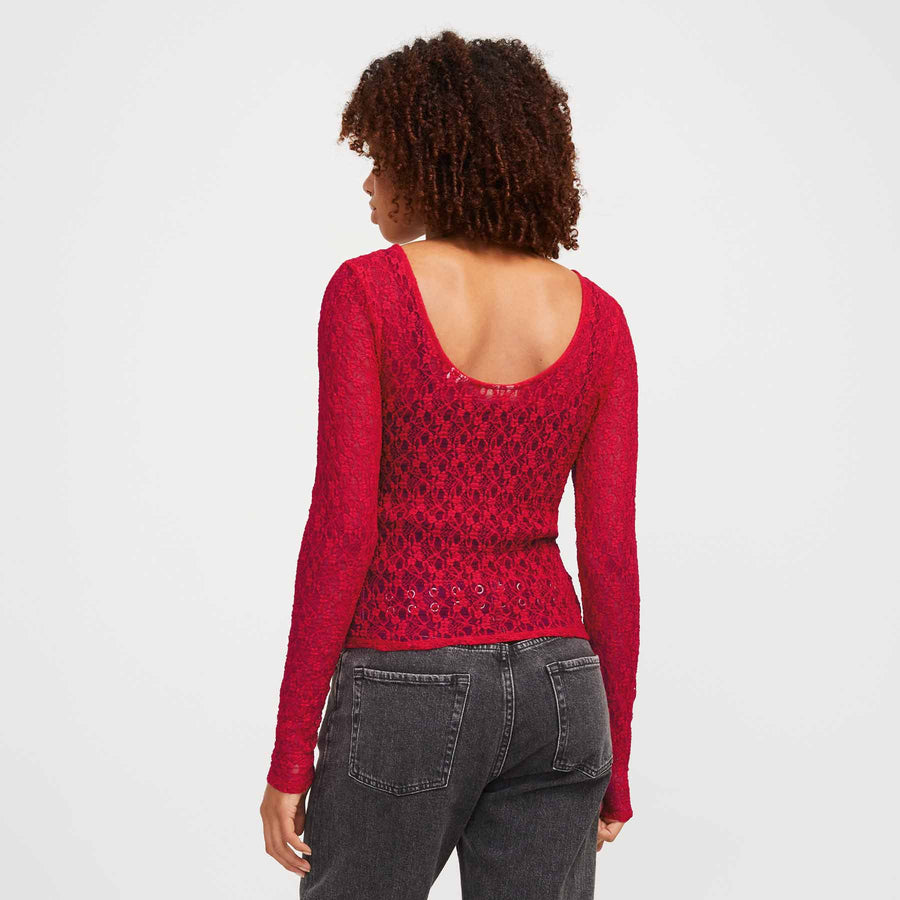 Jxleah lace ls deep back top