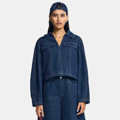 Pcfabia ls v-neck denim topThumbnail 