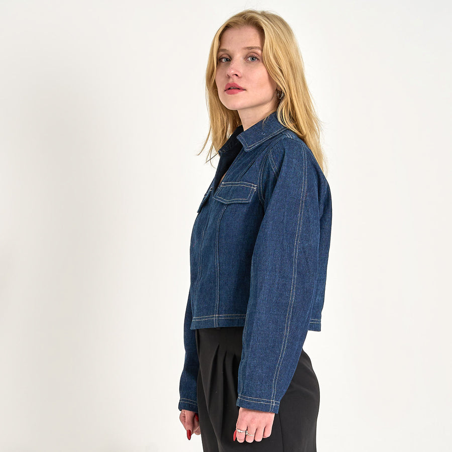 Pcfabia ls v-neck denim top