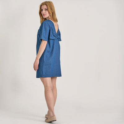 Pcdove ss o-neck bow dressThumbnail 