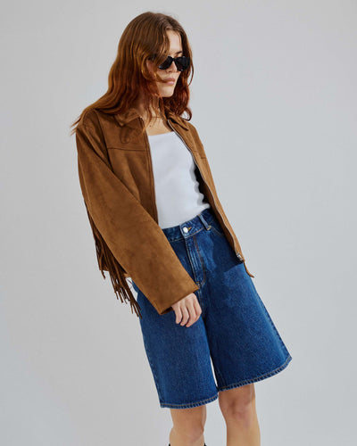 Amy faux suede fringe jacketThumbnail 