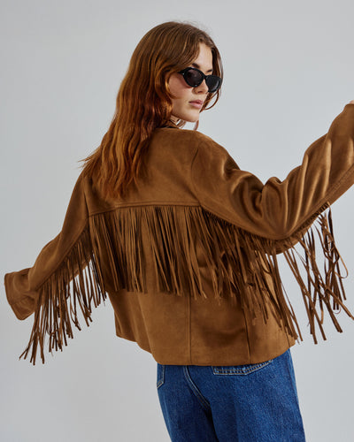 Amy faux suede fringe jacketThumbnail 